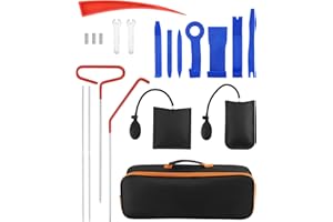 QWORK® 17-Piece Car Tool Kit Breakdown Emergency Kit with Long Reach Grabber, Air Wedge Pump and Trim Removal Tools for All Vehicles