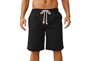 Anelune Mens Linen Shorts Casual Classic Fit Cotton Summer Beach Short Mens Sports Shorts Holiday Essentials for Men and Drawstring with Elastic Waist and Pockets