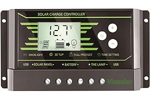 VIASOLAR Regulador Solar de 20A 12V/24V con Display y 2 USB LCD