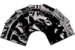 AIEX 100 pezzi richiudibili sacchetti antiodore sacchetti con cerniera piatti sacchetti in Mylar per la conservazione degli alimenti, forniture per feste e altro ancora (3,15 x 4,7 pollici, nero)