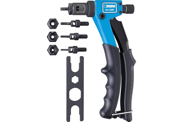 Fervi 0469 Riveteuse pour inserts filetés de M3 à M6, Cyan/Noir