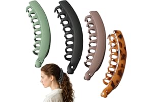 LUXSTELLAR Banana Clip, 4 fermagli per capelli da donna, a banana, stile vintage, a forma di coda di cavallo, per capelli spessi, da donna, grande