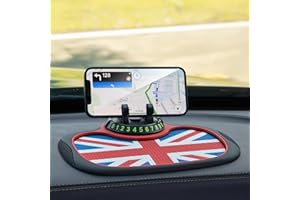 Jasfyee Multifunction Car Anti-Slip Mat Auto Phone Holder,Rotatable Holder Pad Non Slip Dashboard with Parking Number Plate,Removable Instrument Panel Bracket for Phones,Keys