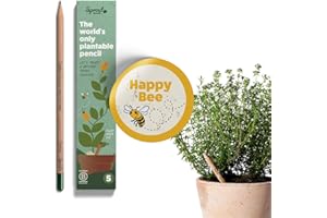 Sprout World Matita | Edizione Happy Bee | Set di 5 Matite Piantabili nel Rispetto delle Api con Semi di Fiori e Verdure | Regalo Ecologico con Frasi Motivazionali