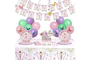 HIQE-FL 147 Stücke Geschirr Schmetterling,Schmetterlinge Deko Geburtstag Mädchen,Schmetterling Teller,Schmetterling Partygeschirr,Schmetterling Geburtstag,Geburtstag Teller Set Schmetterling