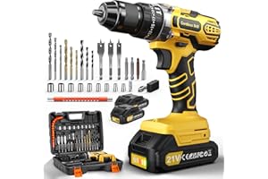 VIWKO 21V Avvitatore a Batteria, 45NM Trapano Avvitatore Batteria, Trapano a Percussione con 2 Batterie 2.0Ah, 25+3 Coppie, LED Luce, 2 Velocità, 27 Accessori, 10mm Metallo Mandrino Autoserrante
