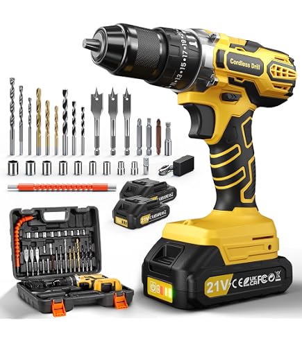 Taladro Atornillador Inalámbrico 20V - 85 Accesorios, Par Máximo 42 Nm, Batería 2000 MAh, Luz LED