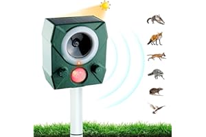 HONGXIAN Odstraszacz zwierząt słonecznych, zewnętrzny odstraszacz kotów, ultradźwiękowy odstraszacz kotów, odstraszacz myszy, ultradźwiękowe ładowanie słoneczne, ładowanie USB, ogród na kursy, farmy, pola