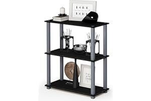 Furinno Libreria Bassa a 3 Ripiani, Black/Grey, 75.18 x 29.46 x 59.94 cm