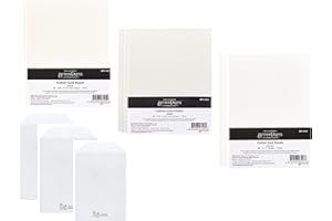 Spellbinders BetterPress Letterpress A2 Cotton Card Panels, Bundle of (3) 25 Packs in Bisque (Natural White), Pebble (Grey) and Porcelain(Brilliant White), 75 Total Panels + 3 Carnora Storage Pockets