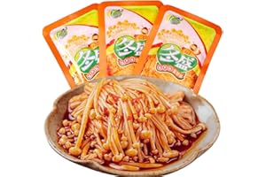 Mckona - Champignons Enoki Épicés 350g (10 Sachets) - Végan Prêt à Manger