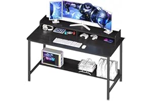 DOSDIOS Computer Desk with Storage, 110x50cm Gaming Desk with Monitor Stand, Home office Desk with Shelf, Writing Table