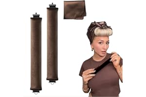 Lilbitty 2 Stück Lockenwickler und 1 Stück passendes Haarband, Natürliche Locken ohne Hitze für feines Haar, perfekt für den heatless blowout Look über Nacht,braun
