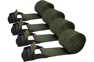 AYUEBO Spanngurt Zurrgurt Befestigungsgurt 4 Stück spanngurt spannbänder belastbar bis 200 kg 4er Pack verstellbare Gurtband für Fahrrad Sackkarre Motorrad Koffer Anhängerkupplung 1m grün