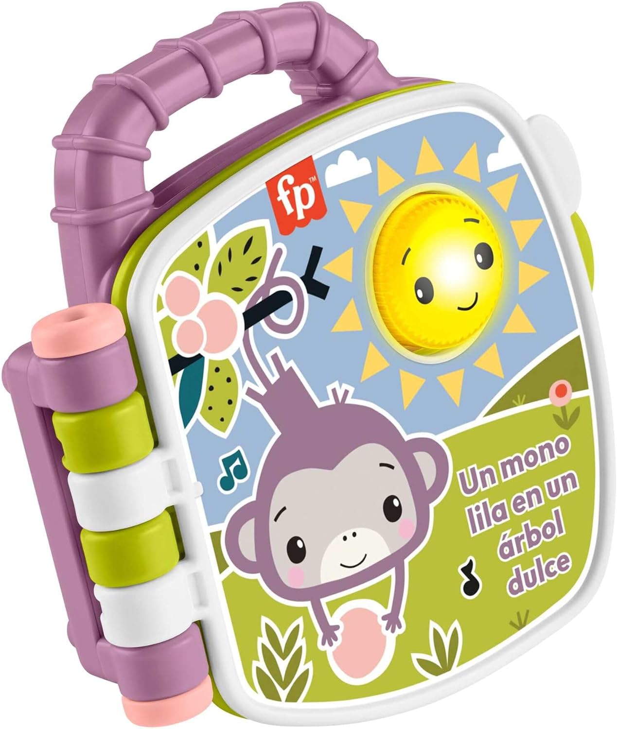 Fisher-Price Libro de cuentos musical del Monito morado Juguete para bebés con luces y sonidos, para bebés y niños y niñas pequeños a partir de 6 años, versión en castellano, JFN09