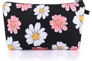WLLHYF Cosmetic Bag for Women, Cute Makeup Bag Travel Cosmetic Bag with Zipper Sunflower Waterproof Cosmetic Bag for Washing, Bedroom Storage, Portable (Daisy)