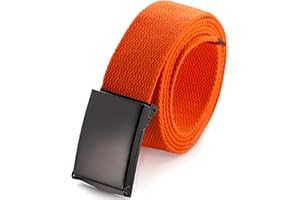 Mile High Life Cintura Tela Regolabile | Taglia Fino a 132 cm | Fibbia Militare in Tinta Unita Nera | Cinghia da Uomo | Cinta da Donna | (16 Colori e Opzioni Combo)