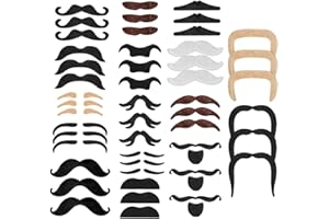 Deolven Schnurrbart Selbstklebende,48er Pack Neuheit Gefälschte Schnurrbärte Set Mario und Luigi Neuheit Bart Klebebärte Schnauzer für Maskerade Kostüm Weihnachtsfeier Geburtstag Partei