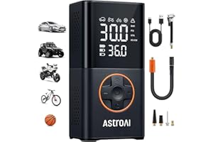 AstroAI Tyre Inflator Portable Cordless Air Compressor 150PSI Air Pump | Tire inflator with Digital Dual Values Display, electric air pump with LED Lights for Cars, Motorcycles, Bikes, Balls
