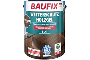 BAUFIX Gel de protection pour bois palissandre, satinée brillante, 5 litres, Lasure pour bois, Lasure antigoutte, pour toutes les essences de bois, résistante aux intempéries