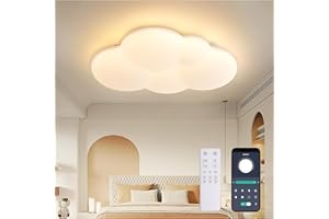 YUEEU 50CM 32W PE Lampara Infantil Techo, Lámpara de techo LED Regulable con Control Remoto 3000-6000K, Lámpara LED de Nubes Luces para Habitacion, Plafon Led Techo para Dormitorio de bebé