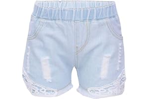 YiZYiF Jeans Fille Short en Denim Bermuda Déchiré Pantalon Court Floral Imprimé Jean d'Été Décontractés Short de Plage Vacance 4-10 Ans