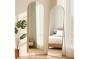 ‎ABXMAS ABXMAS Ganzkörperspiegel Gold 163x53cm, Stabiler Standspiegel mit Bruchfestem Glas und Aluminiumrahmen, als Wandspiegel für Wohnzimmer, Schlafzimmer