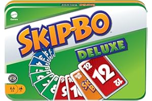 Mattel Games Skip-BO Deluxe, in Metallbox, Kartenspiele für die Familie, Perfekt als Kinderspiel, Reisespiel oder Spiel für Erwachsene, Spielzeit: 30 Min, für 2-6 Spieler, ab 7 Jahren, L3671