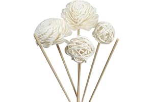 CHZIMADE 4 PCS Reed Diffuser Sticks Set, Rattan Reed Fragrance Diffuser and Flower Replacement Refill Rattan Sticks for Home Office Decor and DIY Home Fragrance Decor
