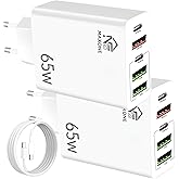 Pack 2 USB C Charger Fast Charging &ndash; Multiple USB Charger 5 Ports &ndash; Multiple USB C Plug 65 W &ndash; Adapter Compatible with Samsun
