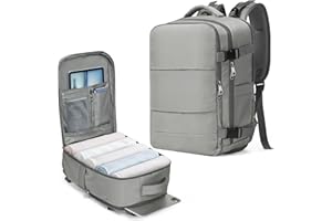 Samfolk Mochila viaje Cabina avion 40x20x25 Mochila viaje 12 Bolsillos Mochilas de viaje para avion de Separado para Zapatos Bolsa de Mano, 20L (Gris, 40x20x25)