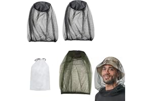 BASTOUR Moskito Kopfnetz, Moskitonetz Kopf, Moskitonetz Kopfschutz, Mückennetz Kopf Hut, Moskito Kopfschutz mit wasserdichte Kordeltasche, Moskitonetz Hut für Gesichtsschutz Outdoor Angeln Camping, 3 Stück