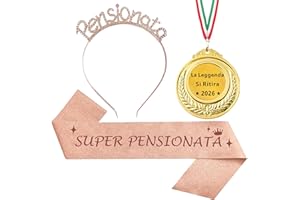jenich 3Pcs Regalo Pensionata Fascia Pensionata Spilla Pensione 2025 Tiara Pensionata Addobbi Decorazioni Gadget per Festa di Pensione Donna