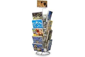 Gerso présentoir pivotant de cartes 18 motifs 105x150 130x180mm pour comptoir présentoir de cartes postales pour cartes de vœux