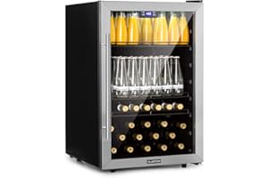 Klarstein Mini Kühlschrank mit Glastür, Mini-Kühlschrank für Zimmer, Getränkekühlschrank Klein mit Verstellbaren Ablagen, Kleiner Kühlschrank 147 Liter, Indoor/Outdoor Kühlschrank Leise