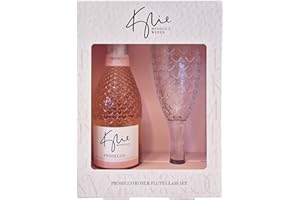 Kylie Minogue Miniature D.O.C Rose Prosecco Gift Set, including 20cl Prosecco with Heart-Emblazoned Flute, ideal for Gifting and Celebrations. By Blue Tree Gifts