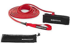 BUDDYSWIM Cinturón de Entrenamiento de Natación. Gomas de Resistencia y Velocidad Asistida 6,2m