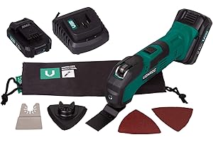 VONROC Outil multifonction oscillant VPower 20V, 2.0Ah – 2 batteries 2.0ah, chargeur rapide, accessoires et sac de rangement