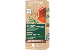 ‎LOGONA NATURKOSMETIK LOGONA Naturkosmetik Pflegende pflanzliche Haarfarbe, Veganes Haarfarbe-Pulver mit Bio-Henna für intensive Farbe und Glanz, Pflanzenhaarfarbe in Hennarot (Rot), 1 x 100g