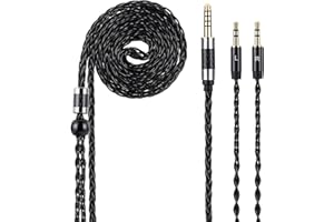 Alphatec 4.4mm Balanced to Dual 3.5mm Audiophile Cable, 8-Core OCC Silver-Plated cable, Compatible with Hifiman Sundara, Arya, Ananda Headphones and for Sony WM1A, NW-WM1Z, PHA-2A, HiFi Upgrade, 4.3ft