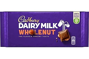 Cadbury Cała czekolada Dairy Milk – kremowa czekolada mleczna z całymi kawałkami orzecha laskowego – pyszna słodycz o pełnym smaku – cały orzech, 1 x 180 g