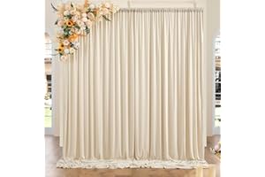 NSSONBEN 3×3 m Beige Hochzeit Hintergrund Vorhang, 2 Platten 1,5×3m Faltenfreie Seide Polyester Beige Fotowand Hintergrund Fotografie, Geburtstag Party Babydusche Deko Kulissen Hintergründe Vorhänge