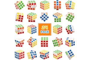 JOLLYFUN 24 Stück Mini Zauberwürfel, 3x3 Puzzle Würfel Set mit weißer Basis (3 cm), Stressabbau Spielzeug, Geburtstagsgeschenk Kinder, Partygeschenke, Ostergeschenk, Weihnachtsfüller für Jungen und Mädchen