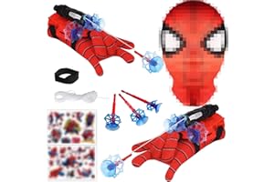 RONGJ TKGEOUE Set di 2 Launcher Glove, Launcher Gloves e Maschera,Spiderm Launcher Glove,Guanti Launcher per Giochi, Spiderm Glove Launcher Set,Spiderm Web Launcher Toy