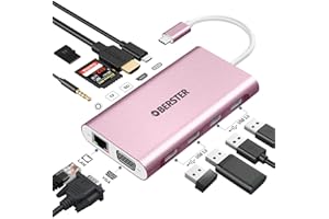 OBERSTER Docking Station USB C con 2 4K HDMI, 11 in 1, Triple Pantalla, VGA, Ethernet, Tipo C PD, 4 Puertos USB, TF/SD, Hub Compatible con Thunderbolt 3 MacBook y Windows