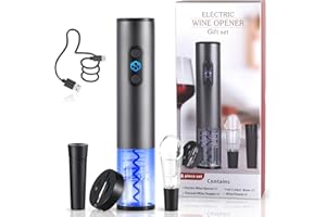 ZOYIDOUX Set regalo Cavatappi elettrico per vino ricaricabile 4 in 1 alluminio, Apribottiglia elettrici con Versatore,Tagliapasta stagnola,Tappo per vino, Linea di Ricarica USB, Regalo amanti del vino