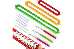 Aeeque 3 pcs Kit Tricotin Rectangulaire Longue, Tricotin Manuel pour Écharpe, Métier à Tricoter en Plastique, Machine à Tricoter Manuelle, Kit Tricot Débutant Adulte(pour Laine Grossier de 3,5-7,0mm)