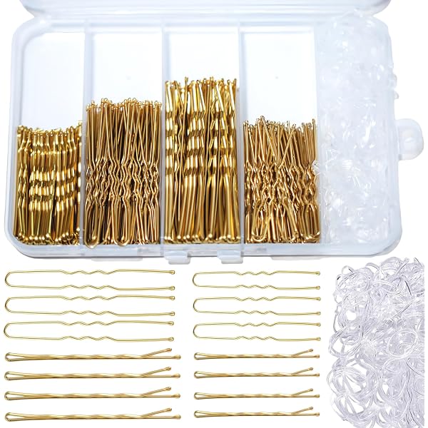 340-teiliges Haarnadeln Set – U-förmige Bobby Pins & Transparente Gummis In Braun