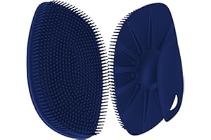 HIEERBUS Scrubber per il corpo in silicone, scrubber esfoliante delicato per il corpo in luffa in silicone da doccia con setole facilmente schiumose (blu scuro)