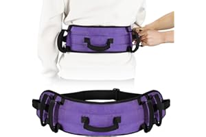 Rhino Valley Gait Belt Transfer Belt for Senior with 7 Handles, Lift Belt with Quick Release Buckle, 59" Anti-Slip Transfer Belt for Elderly, Medical Nursing Safety Patient Assist, Purple + Black